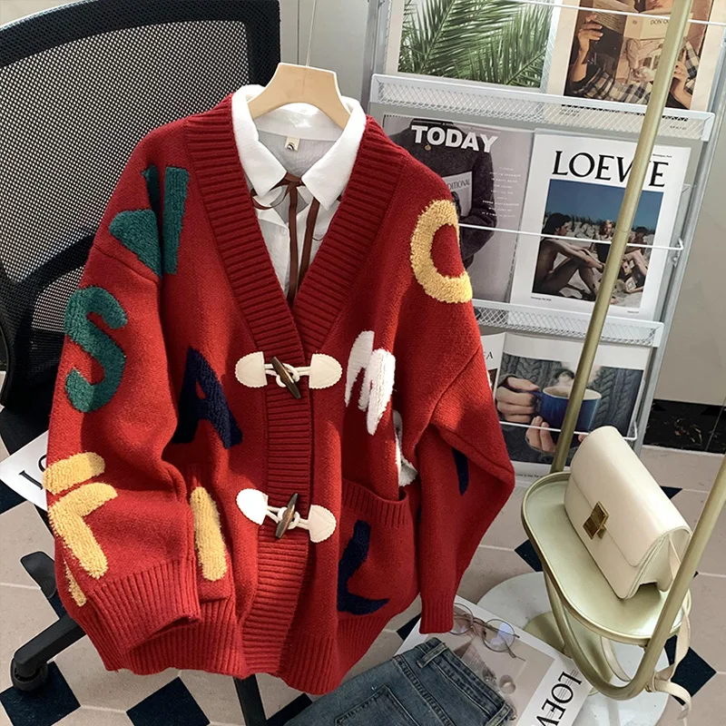 High Quality Oversized Knitted Cardigan Sweaters Letter Pattern 2022 New Autumn Winter Sweater Coats Women Knit Jackets
High Quality Oversized Knitted Cardigan Sweaters Letter Pattern 2022 New Autumn Winter Sweater Coats Women Knit Jackets