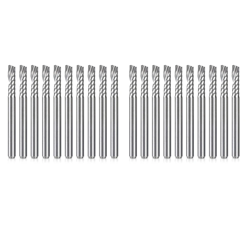 20 Pack CNC Router Bits 1/8 Inch Shank Spiral Upcut Router Bit Single Flute End Mill Set Milling Cutter Tungsten Steel
20 Pack CNC Router Bits 1/8 Inch Shank Spiral Upcut Router Bit Single Flute End Mill Set Milling Cutter Tungsten Steel