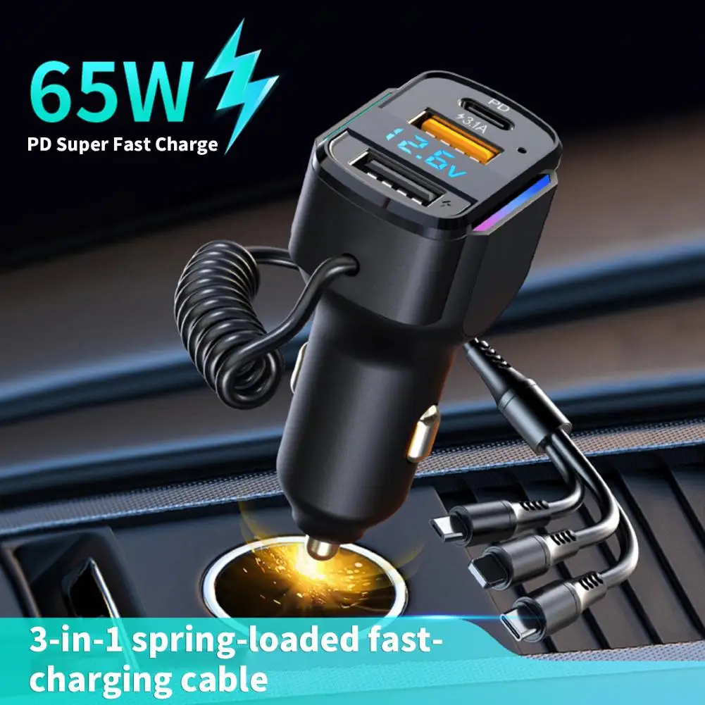 

USB Car Charger Adapter 150W Fast Charge with Cable 3 in 1 for Samsung Pro max 12 11 Mini Phone