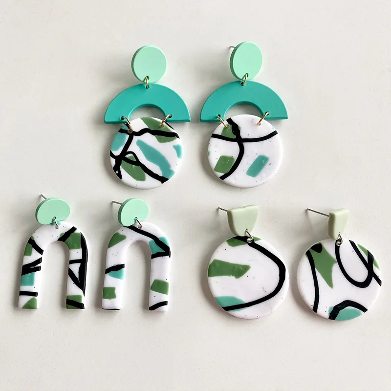 2022 Wholesale Hot Sale Models Simple Geometric Soft Pottery Earrings Graffiti Green Clay Pottery Clay Handmade Niche Earrings
2022 Wholesale Hot Sale Models Simple Geometric Soft Pottery Earrings Graffiti Green Clay Pottery Clay Handmade Niche Earrings