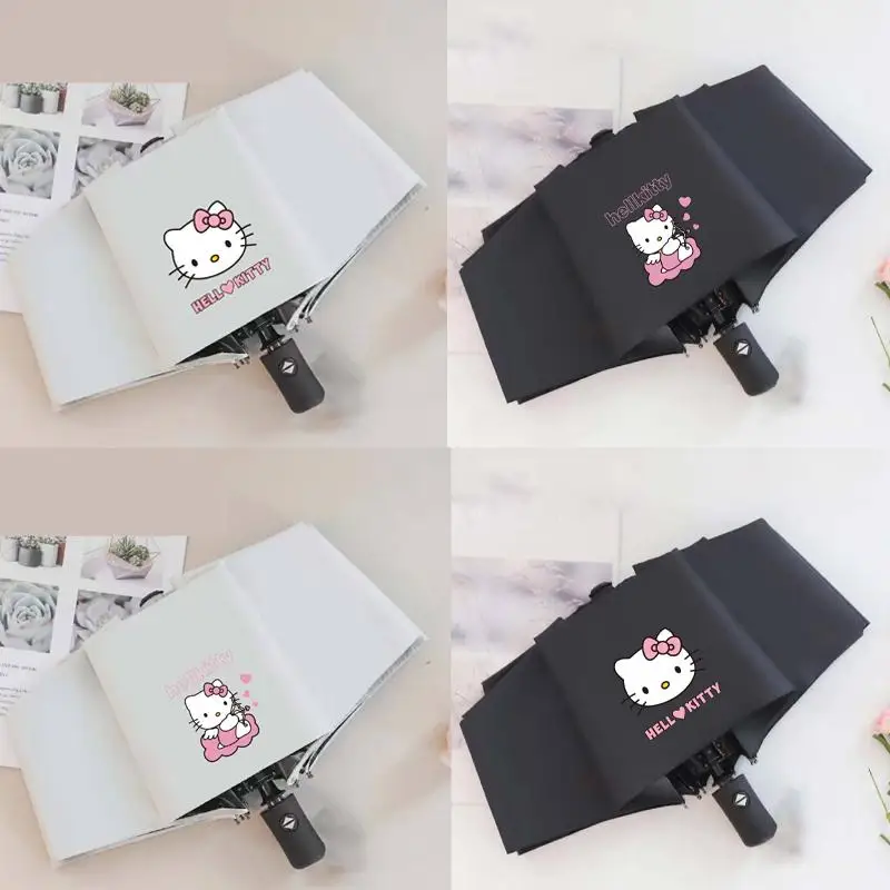 

Sanrios Hello Kittys полностью автоматический складной зонт Kawaii Защита от Солнца Анти-УФ мультфильм Солнечный дождь двойного назначения Зонт для девушки