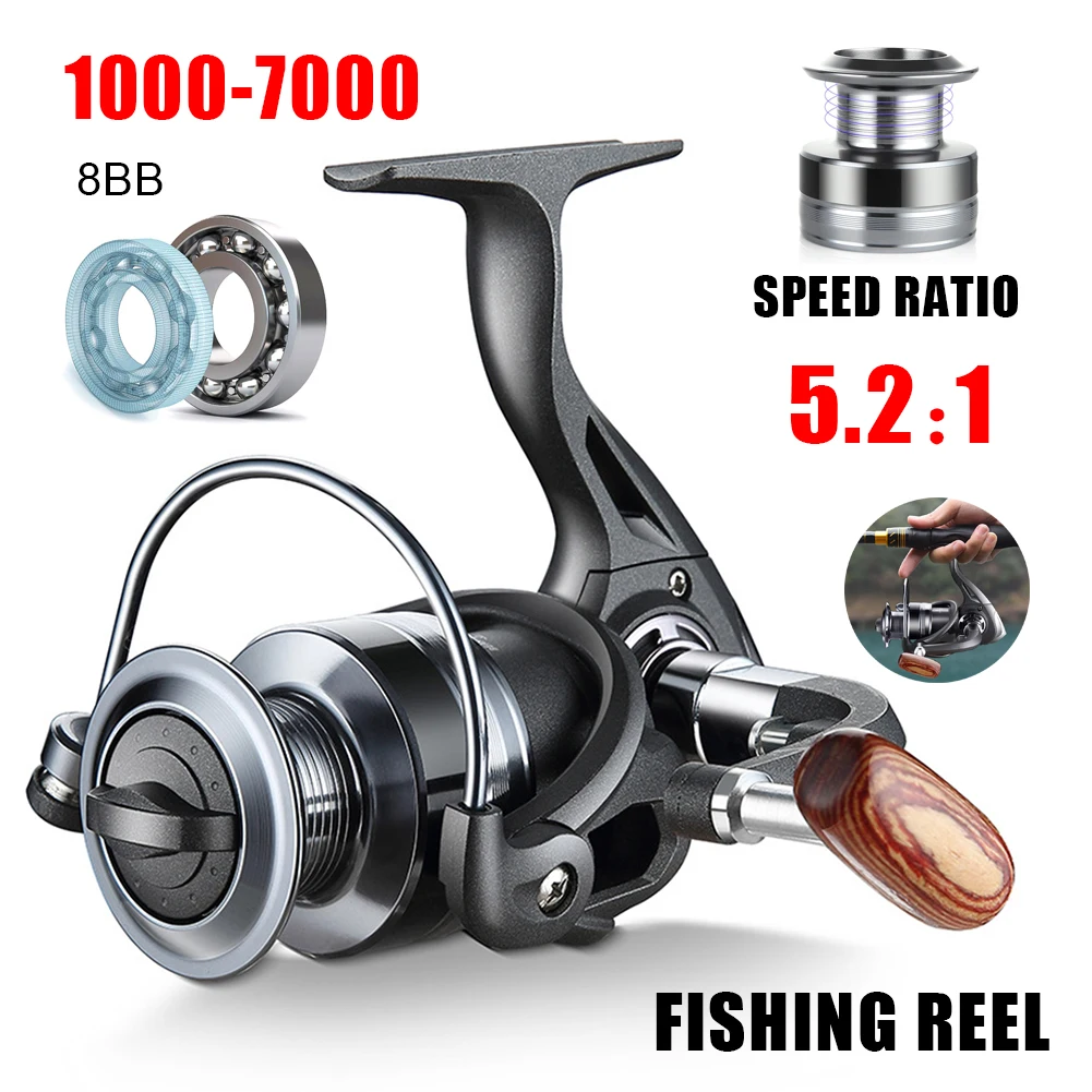 Ultralight Spinning Reel 1000-7000 Series Fishing Reel 5.2:1 High Speed 8BB Bearing Folding Handle Fishing Reel Saltwater Parts
Ultralight Spinning Reel 1000-7000 Series Fishing Reel 5.2:1 High Speed 8BB Bearing Folding Handle Fishing Reel Saltwater Parts