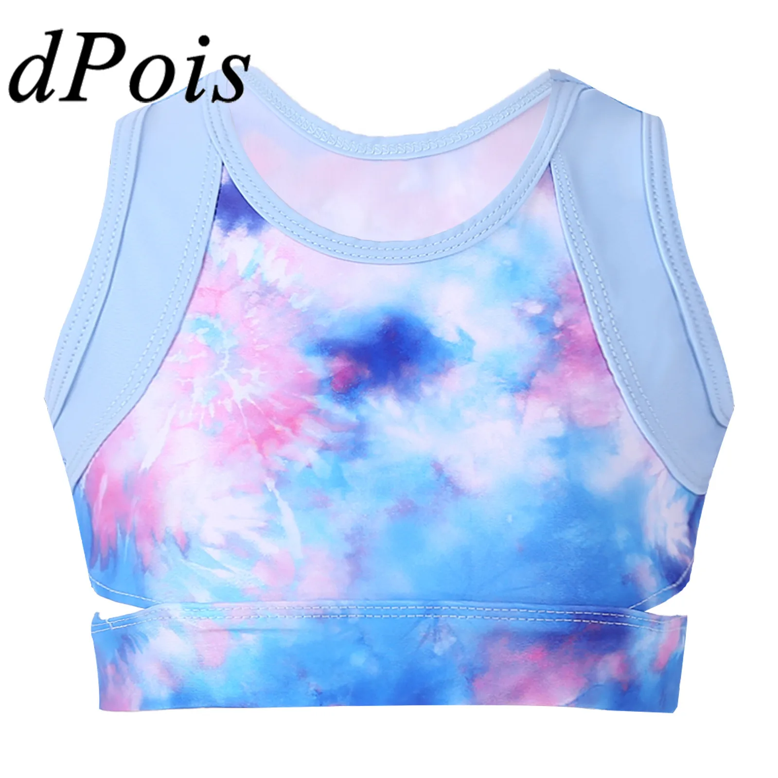 

Teen Girls Colorful Ballet Dance Tank Top for Yoga Running Gym Workout Gymnastics Dancewear Kids Tie-dye Crop Top Tanks Vest