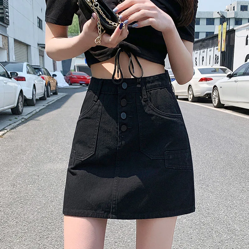 Summer Women Fashion Personality Single-breasted Slim Denim Skirts High Waist Casual Bodycon Short Jean Skirt Ladies Hip Bottoms
Summer Women Fashion Personality Single-breasted Slim Denim Skirts High Waist Casual Bodycon Short Jean Skirt Ladies Hip Bottoms