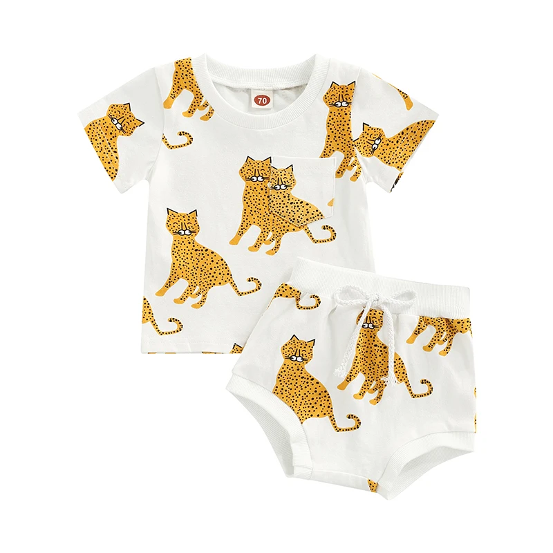 0-24M Infant Baby Boy Girl 2 Pieces Outfit Round Neck Leopard Animal Print Short Sleeve Tops + High Waisted Shorts Clothes Set
0-24M Infant Baby Boy Girl 2 Pieces Outfit Round Neck Leopard Animal Print Short Sleeve Tops + High Waisted Shorts Clothes Set