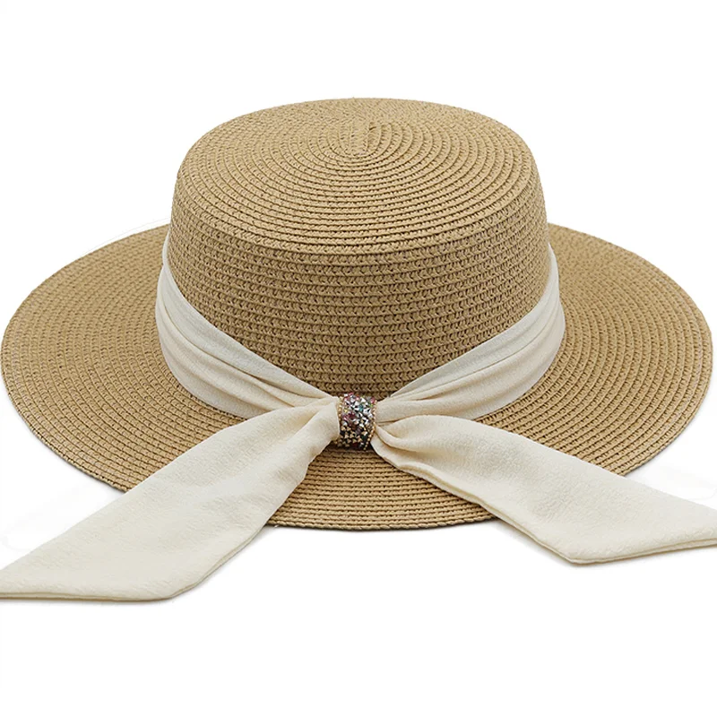 

Шляпа женская Соломенная складная, Пляжная Панама с широкими боками, солнцезащитный козырек, Пляжная шапка, простая повседневная, для путешествий, летняя