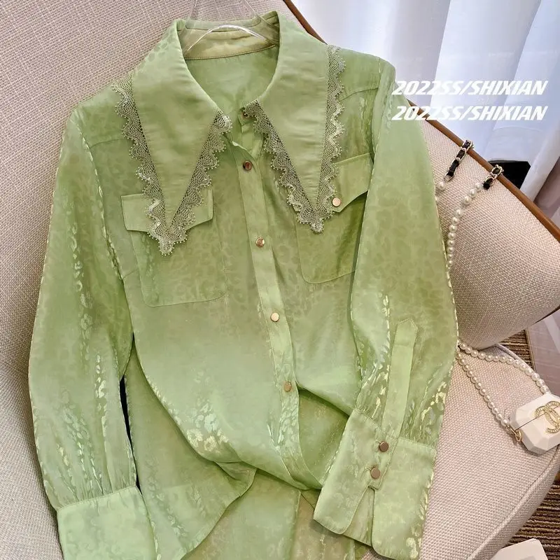 2022 Women's Spring Autumn New French Lace Long Sleeve Shirts Female Pockets Print Blouses Ladies Buttons Casual Shirts O242
2022 Women's Spring Autumn New French Lace Long Sleeve Shirts Female Pockets Print Blouses Ladies Buttons Casual Shirts O242