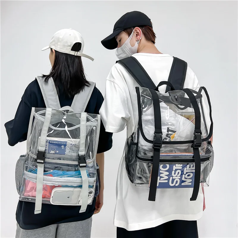 

Прозрачный водонепроницаемый рюкзак для мужчин и женщин, вместительный модный брендовый уличный модный ранец из ПВХ, студенческий школьный портфель