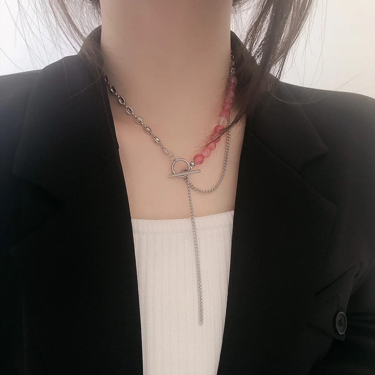 

Layered Chain Necklace for Women Girls Emo Punk Goth Chains Necklaces Egirl Y2k Chunky Choker Necklaces Strand Necklace for Gift