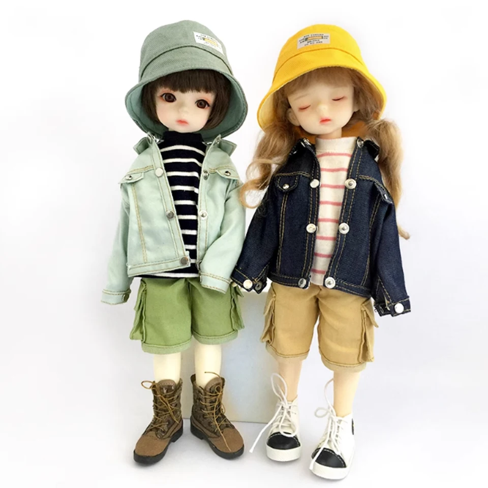 BJD 6 Points Doll Clothes Fisherman Hat Long Sleeved Jacket Denim Jacket 1/6 YOSD SD Baby Clothes
BJD 6 Points Doll Clothes Fisherman Hat Long Sleeved Jacket Denim Jacket 1/6 YOSD SD Baby Clothes