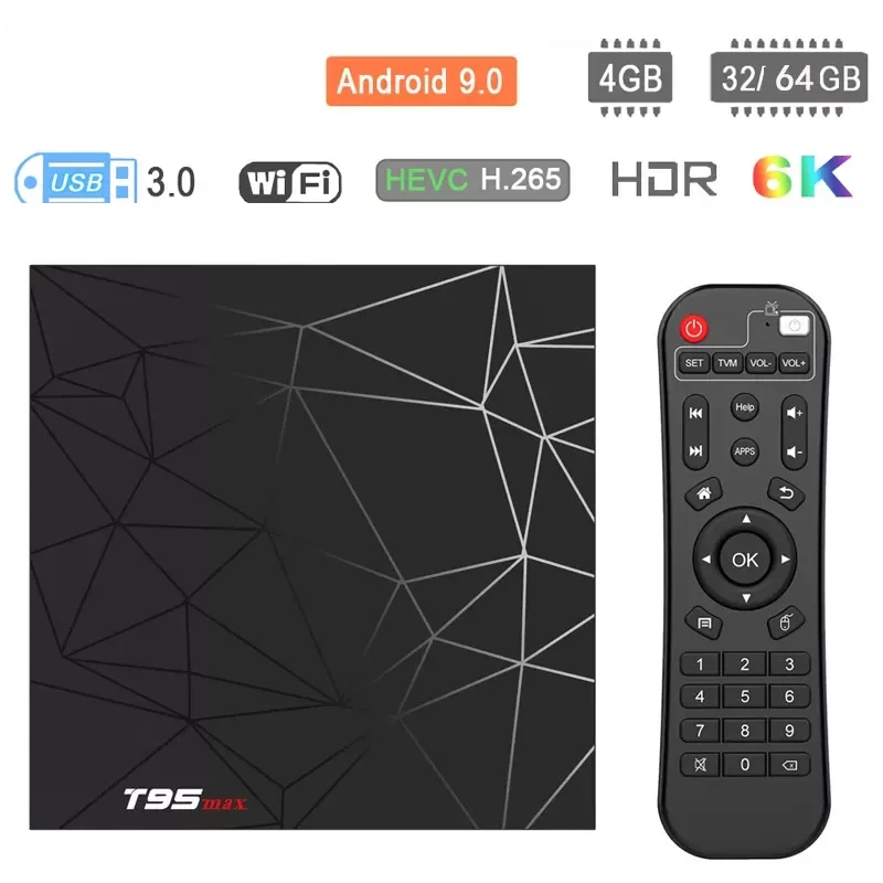 9.0 Smart TV Box 4GB 32GB 64GB T95 Max Allwinner H6 Quad Core 4K 6K 2.4GHz Wifi Media Player TVBOX Set Top Box
9.0 Smart TV Box 4GB 32GB 64GB T95 Max Allwinner H6 Quad Core 4K 6K 2.4GHz Wifi Media Player TVBOX Set Top Box