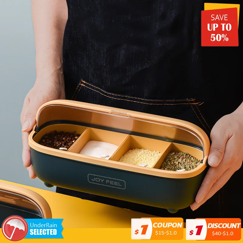 Kitchen Seasoning 4 Cells Box Salt Pepper Spice Rack Jar Sugar Bowl For Kitchen Gadget Device Sets Spice Box Organizer Tool
Kitchen Seasoning 4 Cells Box Salt Pepper Spice Rack Jar Sugar Bowl For Kitchen Gadget Device Sets Spice Box Organizer Tool