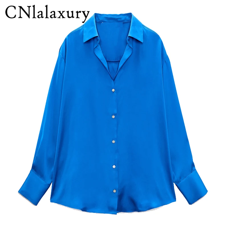 CNlalaxury Женская модная офисная одежда свободные базовые Синие атласные рубашки винтажные женские блузки на пуговицах с длинным рукавом блуз...
CNlalaxury Женская модная офисная одежда свободные базовые Синие атласные рубашки винтажные женские блузки на пуговицах с длинным рукавом блуз...