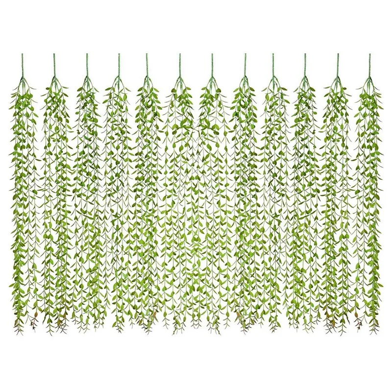 12Pcs Artificial Vines Fake Greenery Garland Willow Leaves with Total 60 Stems Hanging for Wedding Party Backdrop Wall
12Pcs Artificial Vines Fake Greenery Garland Willow Leaves with Total 60 Stems Hanging for Wedding Party Backdrop Wall