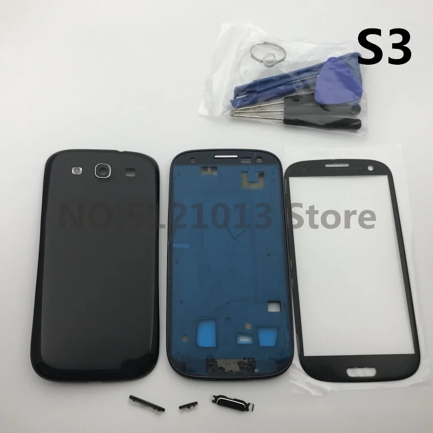 

FOR Samsung Galaxy S3 i9300 i9305 9300i i747 Full Housing Case Back Cover Front Screen Glass Lens+Middle Frame Parts