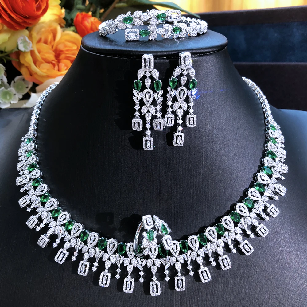 Siscathy Luxury Full Cubic Zircon Wedding Jewelry Set For Women Silver Color Necklace Bracelet Bangle Engagement Accessories
Siscathy Luxury Full Cubic Zircon Wedding Jewelry Set For Women Silver Color Necklace Bracelet Bangle Engagement Accessories