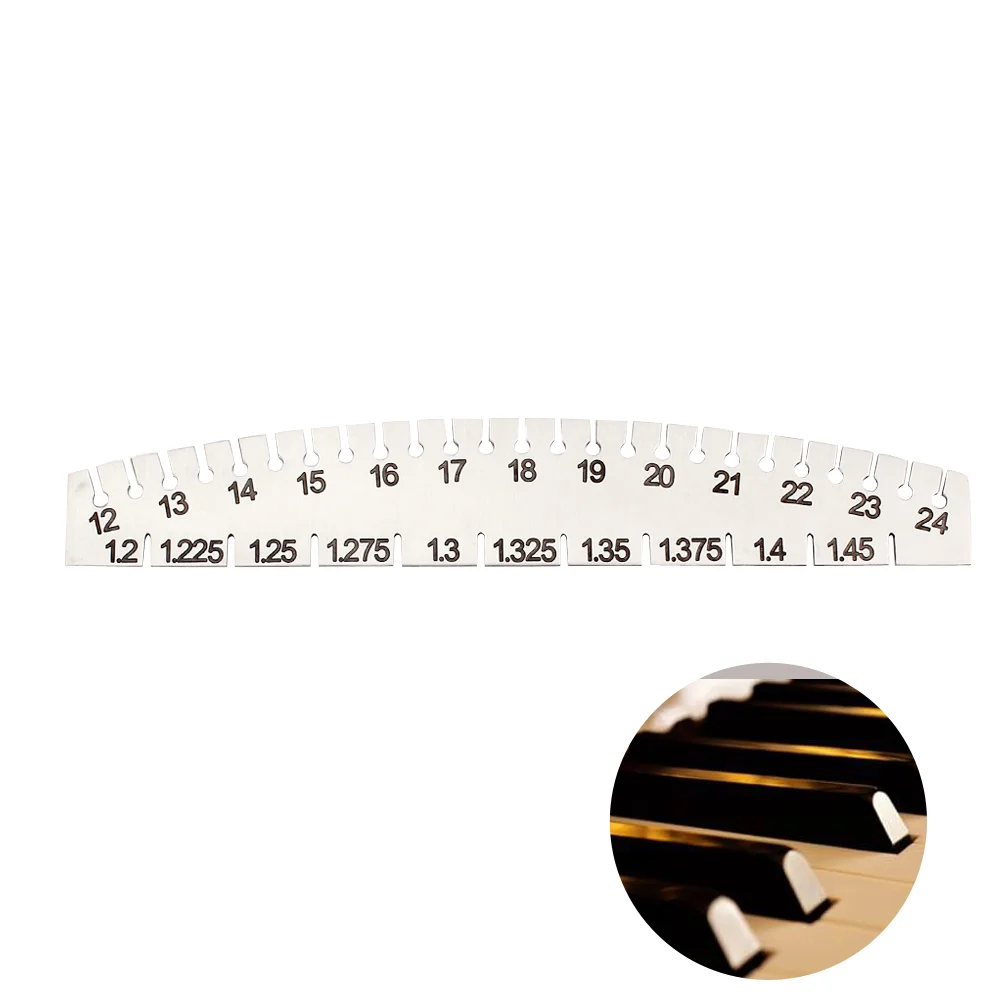 Stainless Steel Piano Tuner Wire Gage Ruler Measurer Type Keyboard Ruler with Numbers 12-25 
Stainless Steel Piano Tuner Wire Gage Ruler Measurer Type Keyboard Ruler with Numbers 12-25