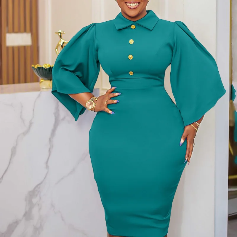 2023 Summer Elegant African 3/4 Sleeve Polyester Knee-length Dress African Dresses for Women Daily Bodycon Flare Sleeves Dress
2023 Summer Elegant African 3/4 Sleeve Polyester Knee-length Dress African Dresses for Women Daily Bodycon Flare Sleeves Dress