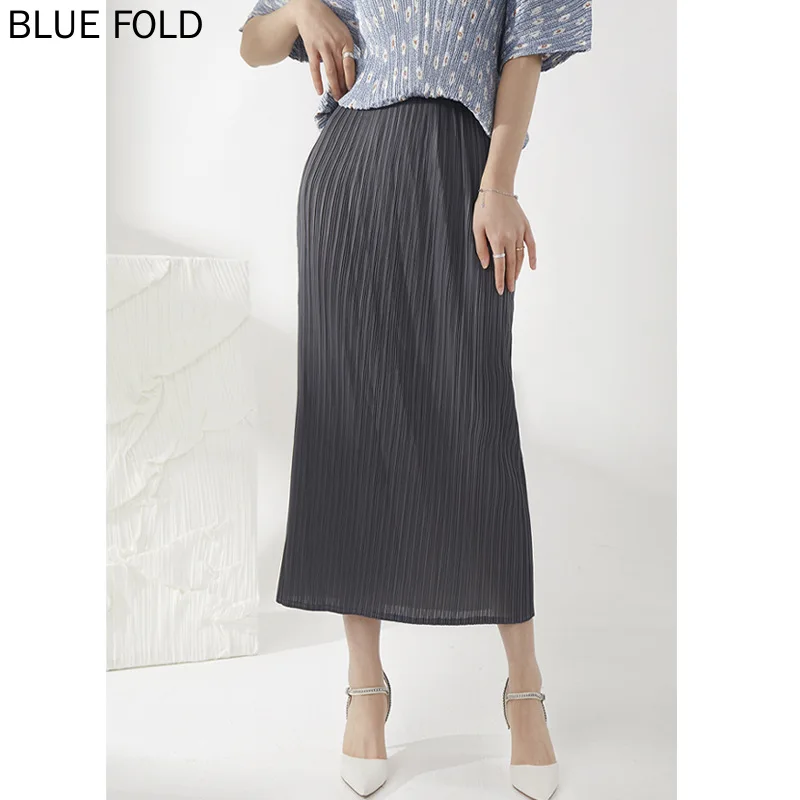 

Miyake Pleated Skirt Split Summer New High-waisted Slim Long Straight Hip Wrap Skirt Women PLEATS Faldas Cortas Ropa Mujer