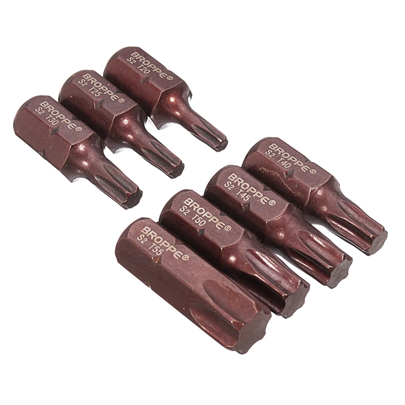 Broppe 7Pcs T20-55 Torx Screwdriver Bit S2 Steel 10Mm Hex Shank For Impact Screwdriver T20/T25/T30/T40/T45/T50/T55
Broppe 7Pcs T20-55 Torx Screwdriver Bit S2 Steel 10Mm Hex Shank For Impact Screwdriver T20/T25/T30/T40/T45/T50/T55