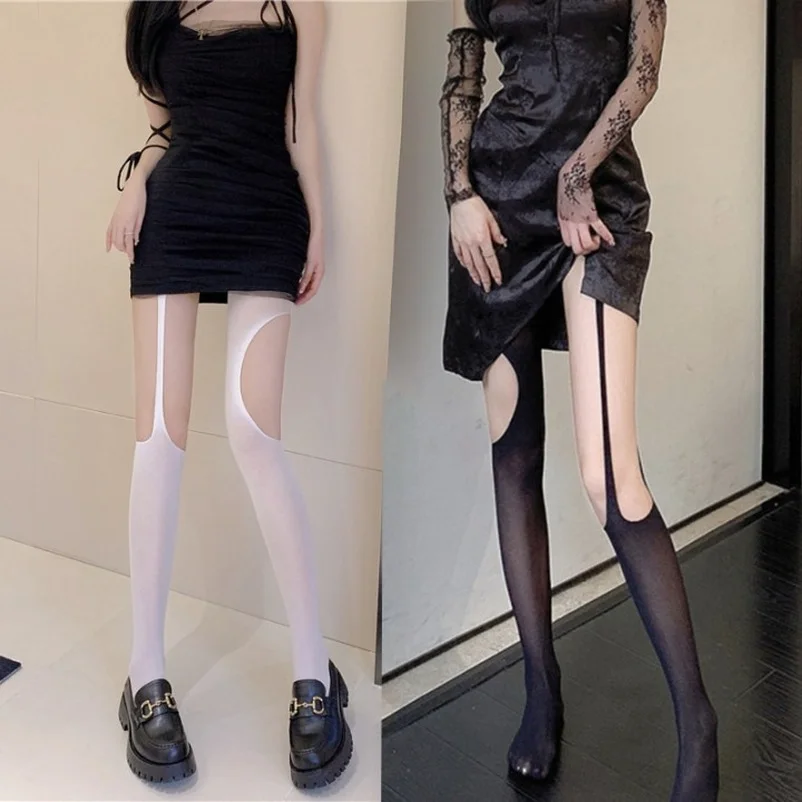 

Spring and Summer Thin Section Asymmetric Sexy Hole Sling Pantyhose Female Hot Temptation Hollow Perspective AB WOMEN Fish Net