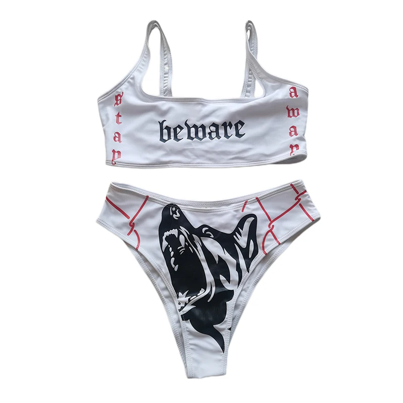 Fashion Women Summer Casual Swimsuit Letter Printed Padded Sling Tops+Animal Printed Panties White Beachwear Is Skin-Friendly
Fashion Women Summer Casual Swimsuit Letter Printed Padded Sling Tops+Animal Printed Panties White Beachwear Is Skin-Friendly