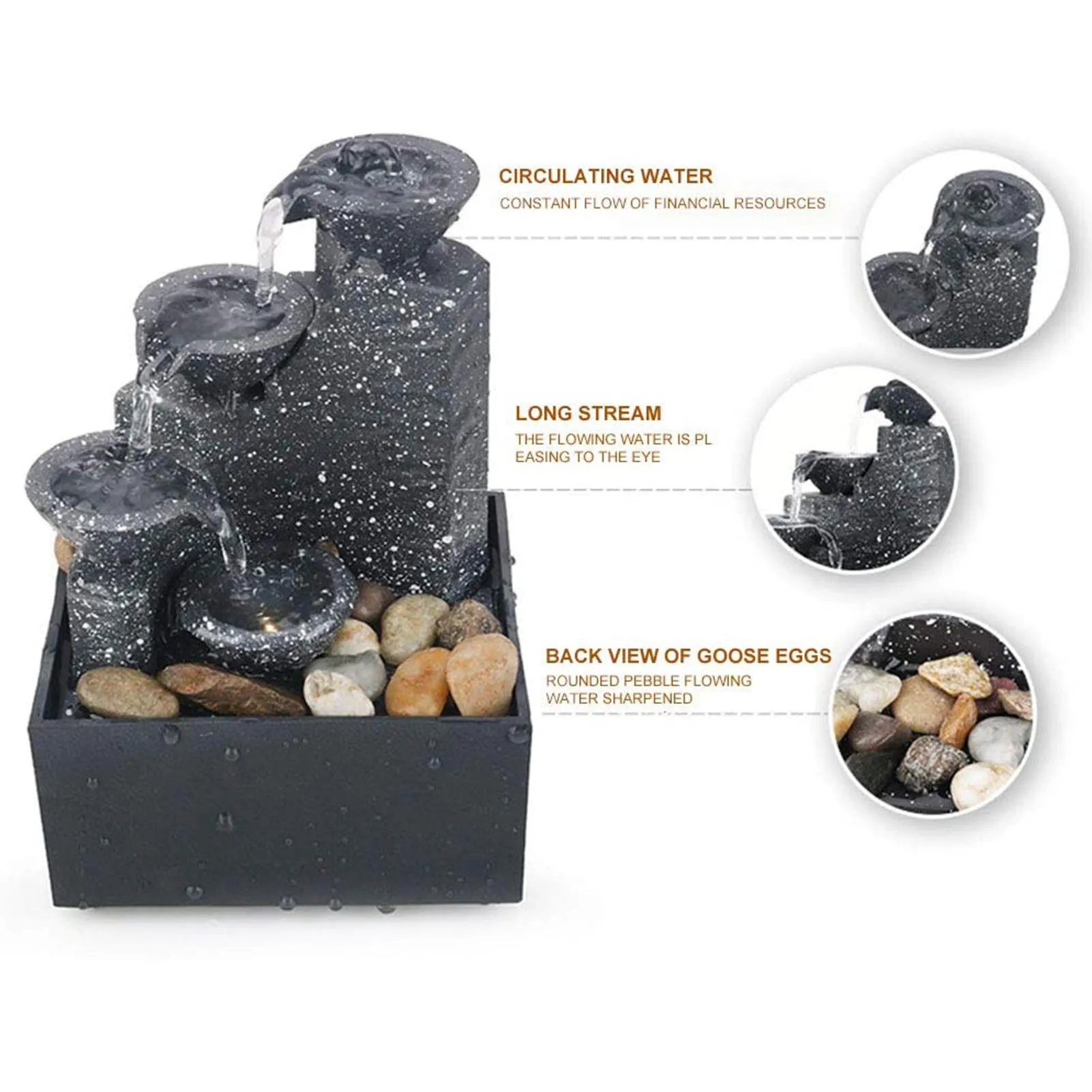 Decorative Water Fountain Flowing With Led Light Abs Material Ornament Creative Waterfall For Home And Garden 11x9x17cm
Decorative Water Fountain Flowing With Led Light Abs Material Ornament Creative Waterfall For Home And Garden 11x9x17cm