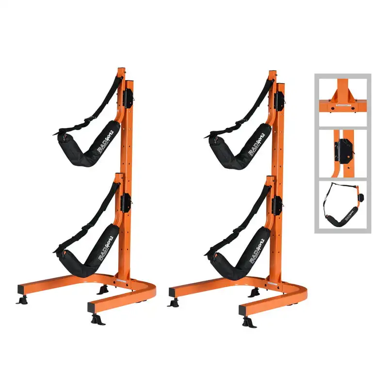 Double - Self Standing 2 Canoes Kayaks Cradle Set with Adjustable Safety Strap System for outdoor and indoor Use
Double - Self Standing 2 Canoes Kayaks Cradle Set with Adjustable Safety Strap System for outdoor and indoor Use