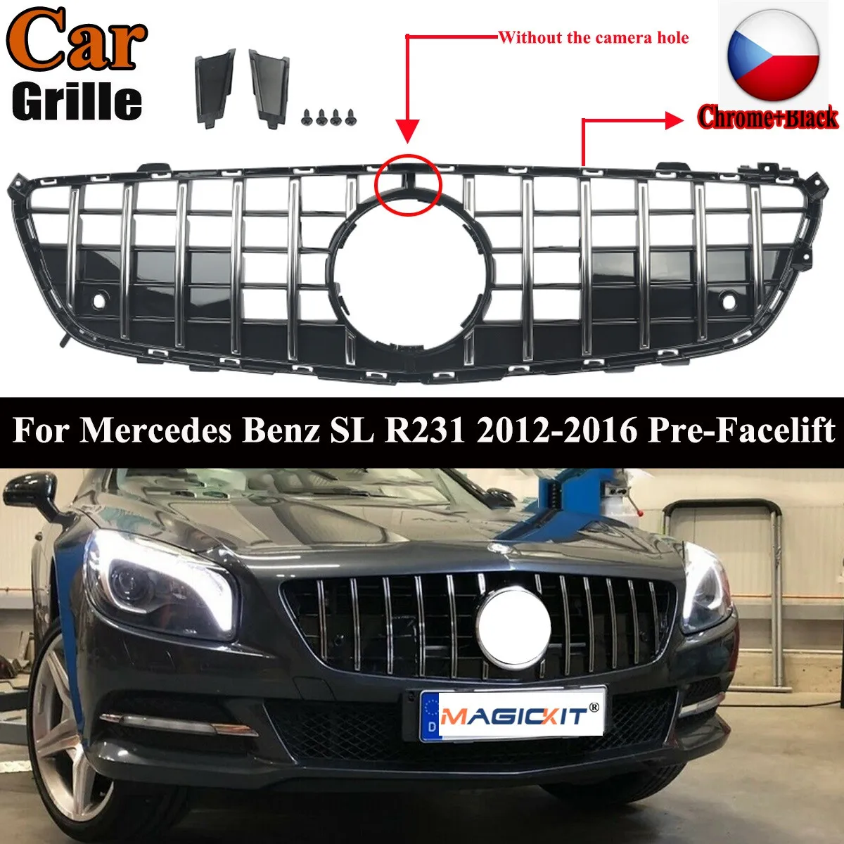 Front Grille for Mercedes Benz SL Class R231 SL550 GT GTR Grille 63 AMG Black-Chrome Without The Camera Hole 2013-2016
Front Grille for Mercedes Benz SL Class R231 SL550 GT GTR Grille 63 AMG Black-Chrome Without The Camera Hole 2013-2016