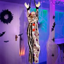 Halloween Party Decoration Halloween Electric Toys Chain Hanger Clown Nurse Witch Voice Control Spook House Horror Props