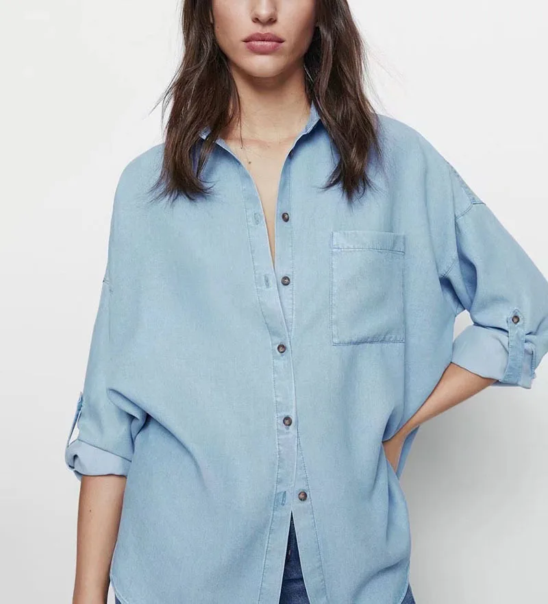 Spring and Summer Women's Lapel Long-sleeved New Casual Long-sleeved Retractable Sleeve Design Fashion Shirt Denim Top
Spring and Summer Women's Lapel Long-sleeved New Casual Long-sleeved Retractable Sleeve Design Fashion Shirt Denim Top