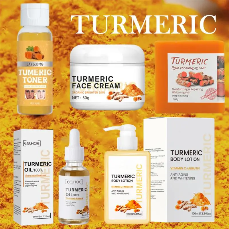 Turmeric VC Brightening Body Lotion Whitening Face Cream Anti-Aging Essential Oil Firming Eye Serum Lighten Wrinkles Remove Acne
Turmeric VC Brightening Body Lotion Whitening Face Cream Anti-Aging Essential Oil Firming Eye Serum Lighten Wrinkles Remove Acne