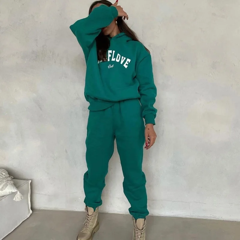 Women Elegant Letter Print Tracksuit Suit Casual Long Sleeve Loose 2Pc Set Fahion Letter Hooded Sweatshirt & Pocket Pant Outfits
Women Elegant Letter Print Tracksuit Suit Casual Long Sleeve Loose 2Pc Set Fahion Letter Hooded Sweatshirt & Pocket Pant Outfits