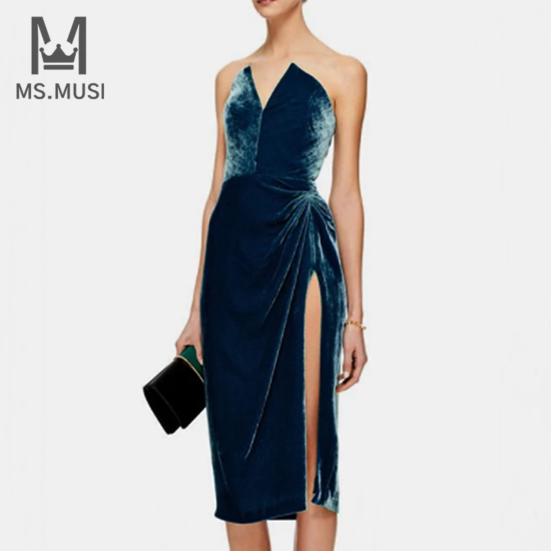 MSMUSI 2022 New Fashion Women Strapless V Neck Velvet Sexy High Slit Backless Sleeveless Bodycon Party Club Midi Dress Vestidos
MSMUSI 2022 New Fashion Women Strapless V Neck Velvet Sexy High Slit Backless Sleeveless Bodycon Party Club Midi Dress Vestidos