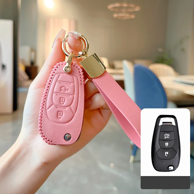 Genuine Leather Pink Car Key Case Cover for Chevrolet Spark Sonic Camaro Volt Bolt Trax Malibu Cruze 2014- 2018
Genuine Leather Pink Car Key Case Cover for Chevrolet Spark Sonic Camaro Volt Bolt Trax Malibu Cruze 2014- 2018