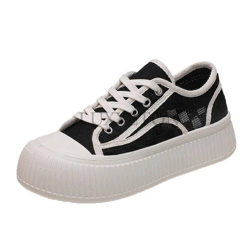 Lace-up Platform Small White Shoes Women Round Toe Mixed Colors Canvas Shoes Sweet Style Casual All-match Flats 
Lace-up Platform Small White Shoes Women Round Toe Mixed Colors Canvas Shoes Sweet Style Casual All-match Flats