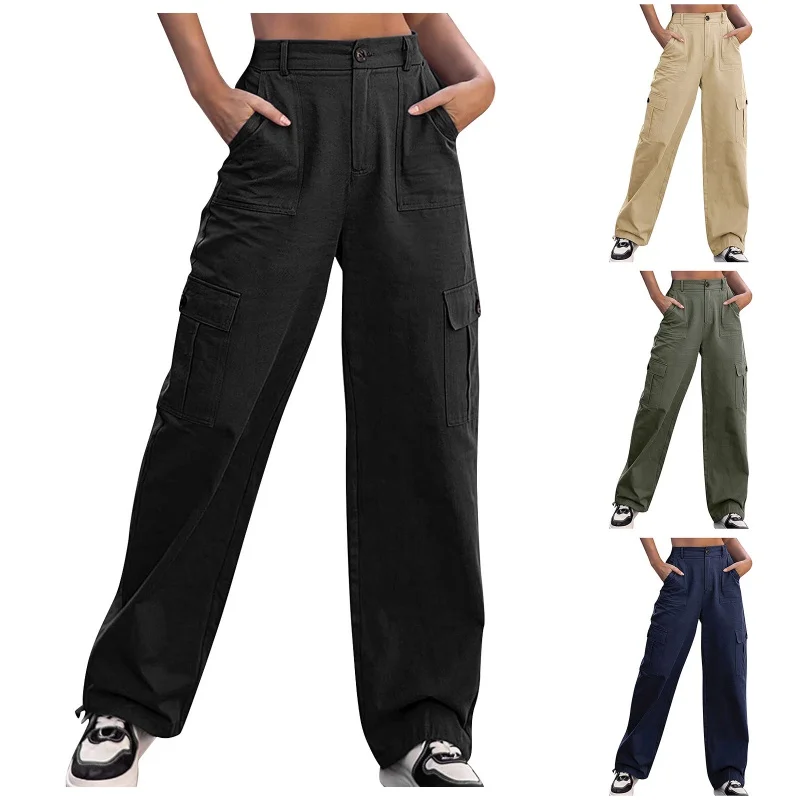 Summer new slacks women's button high waist wide leg cargo pants 2023 women's trousers
Summer new slacks women's button high waist wide leg cargo pants 2023 women's trousers