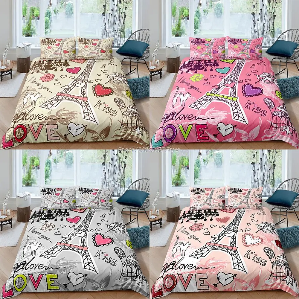Home Textiles Luxury 3D Romantic Paris Duvet Cover Set and Pillowcase Kids Bedding Set AU/EU/UK/US Queen and King Size Bedding
Home Textiles Luxury 3D Romantic Paris Duvet Cover Set and Pillowcase Kids Bedding Set AU/EU/UK/US Queen and King Size Bedding