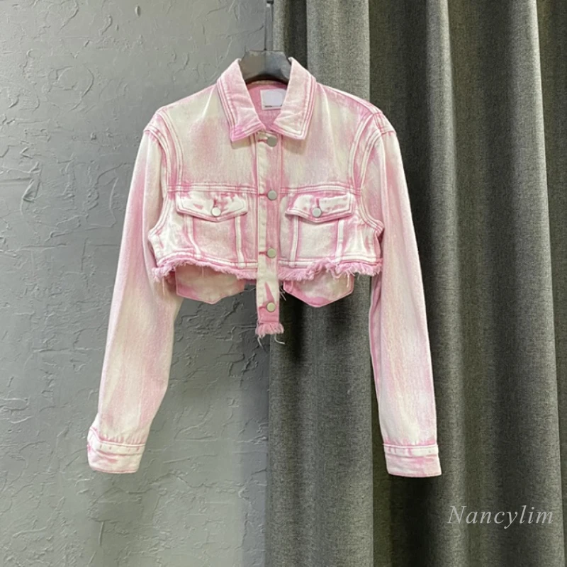2022 Spring Autumn Sweet Pink Denim Jacket Women's Clothes New Fashion Tie-Dye Personality Ins Trendy Short Jean Coat High Waist
2022 Spring Autumn Sweet Pink Denim Jacket Women's Clothes New Fashion Tie-Dye Personality Ins Trendy Short Jean Coat High Waist