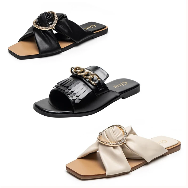 Elegant Ladies Summer Sandals Brand Designer Cross Flat Slippers Soft PU Garden Shoes Women Mules House Slides Beach Flip Flops
Elegant Ladies Summer Sandals Brand Designer Cross Flat Slippers Soft PU Garden Shoes Women Mules House Slides Beach Flip Flops