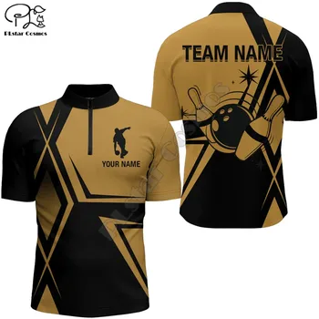 Bowling Jersey Men Custom Bowling Quarter-Zip Shirt Vintage Bowling Team League Shirt 3D Printed Polo Shirts Tees Tops