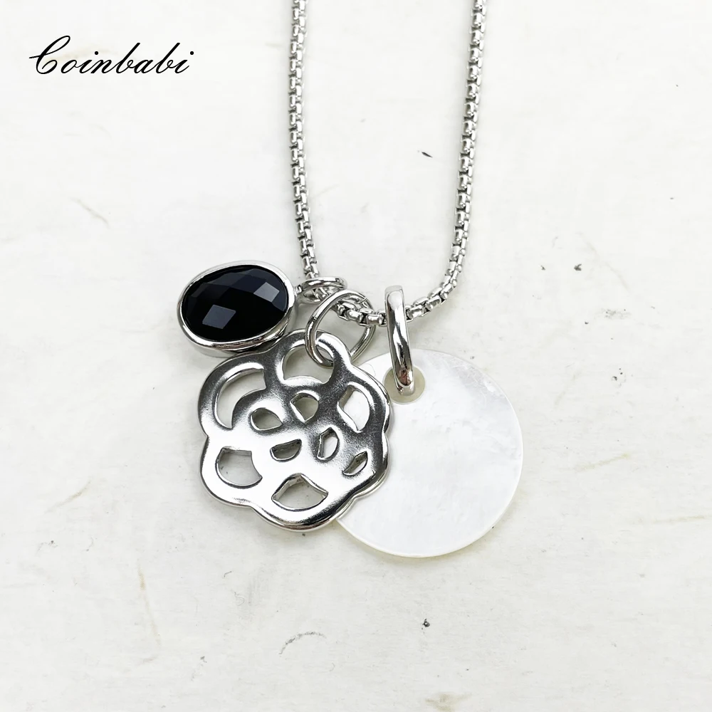 Pendant Necklace Mother of Pearl + Flower Ornament + Black Crystal 925 Sterling Silver Fine Women Jewelry Trendy Bijoux Gift
Pendant Necklace Mother of Pearl + Flower Ornament + Black Crystal 925 Sterling Silver Fine Women Jewelry Trendy Bijoux Gift