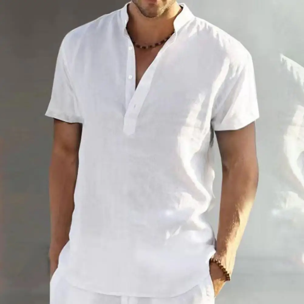 Stylish Summer Stand Collar V-neck Shirt Solid Color Loose Fit Streetwear Chic Half Placket Short Sleeve Thin Tee for Men
Stylish Summer Stand Collar V-neck Shirt Solid Color Loose Fit Streetwear Chic Half Placket Short Sleeve Thin Tee for Men