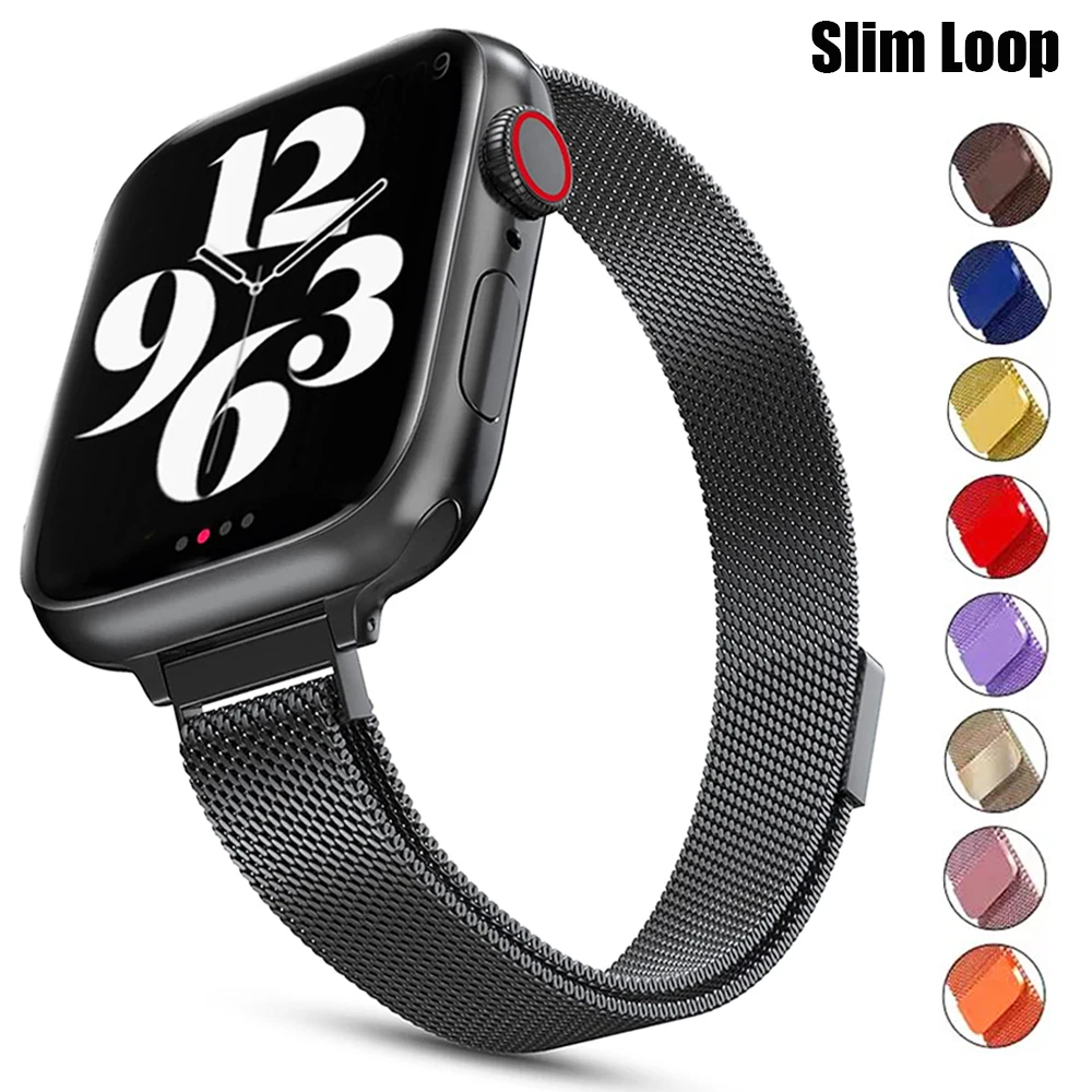 Magnetic loop For Apple watch serie 7 band 41mm 45mm 38mm 42mm Slim stainless steel bracelet iwatch 3 4 5 6 se 40mm 44mm Strap
Magnetic loop For Apple watch serie 7 band 41mm 45mm 38mm 42mm Slim stainless steel bracelet iwatch 3 4 5 6 se 40mm 44mm Strap