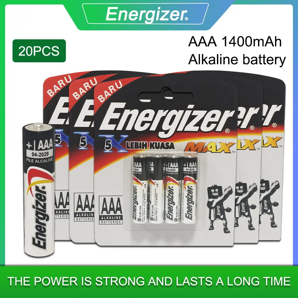 

20PCS Original 1.5V Energizer AAA LR03 Alkaline Battery For Flashlight Remote Control Toothbrush Meter Dry Primary Batteries 3A