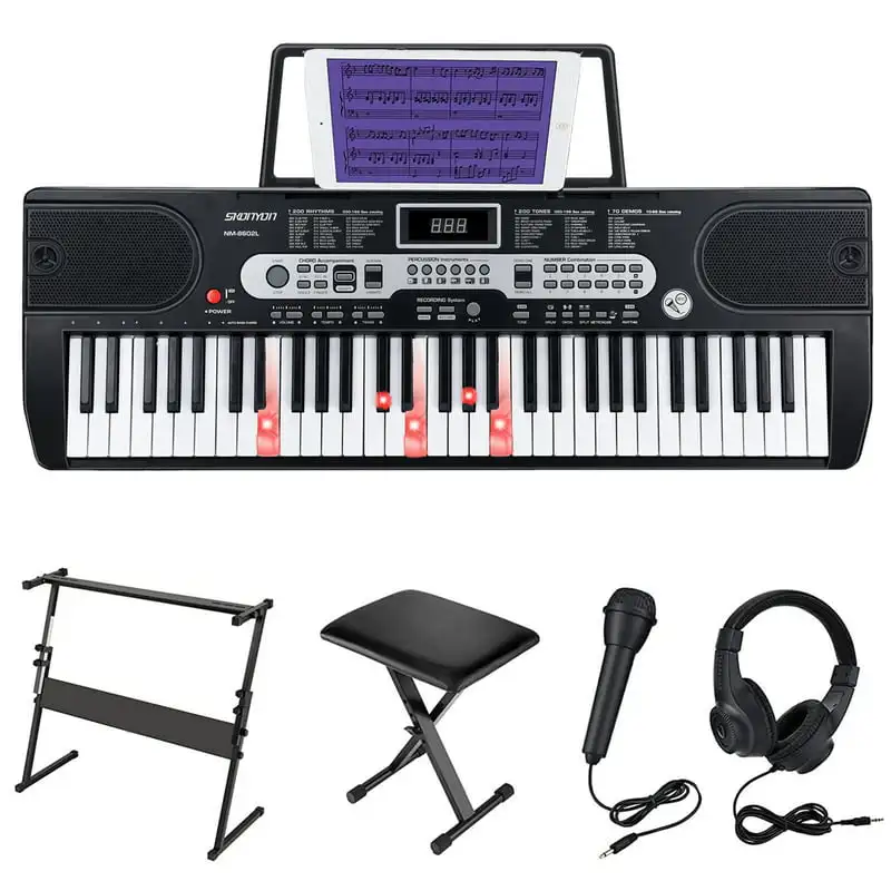 61 Keys Keyboard Piano Set with Lighted Keys, Portable Electronic Piano Keyboard for Beginners
61 Keys Keyboard Piano Set with Lighted Keys, Portable Electronic Piano Keyboard for Beginners
