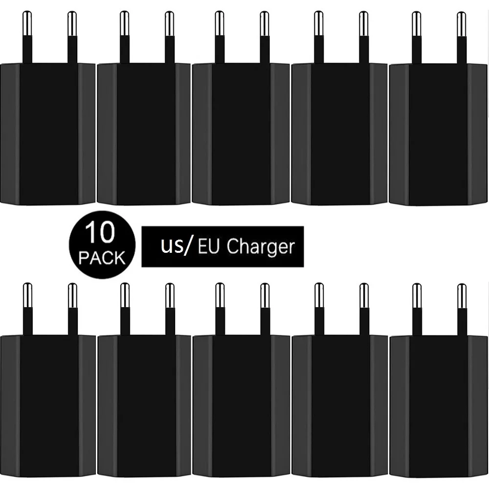 

10pcs EU Plug USB Wall Charger Power Adapter 5V 1A USB Type C Cable Charger for iPhone 6 6S 7 8 Plus X XR XS 11 Pro Max 5S SE