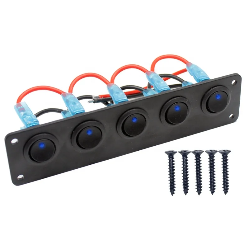 (1 Pack)Waterproof On-Off Toggle Switches with Pre-Wired for Car Truck SUV Marine Boat RV5 Gang 3 Pin Rocker Switch Panel
(1 Pack)Waterproof On-Off Toggle Switches with Pre-Wired for Car Truck SUV Marine Boat RV5 Gang 3 Pin Rocker Switch Panel