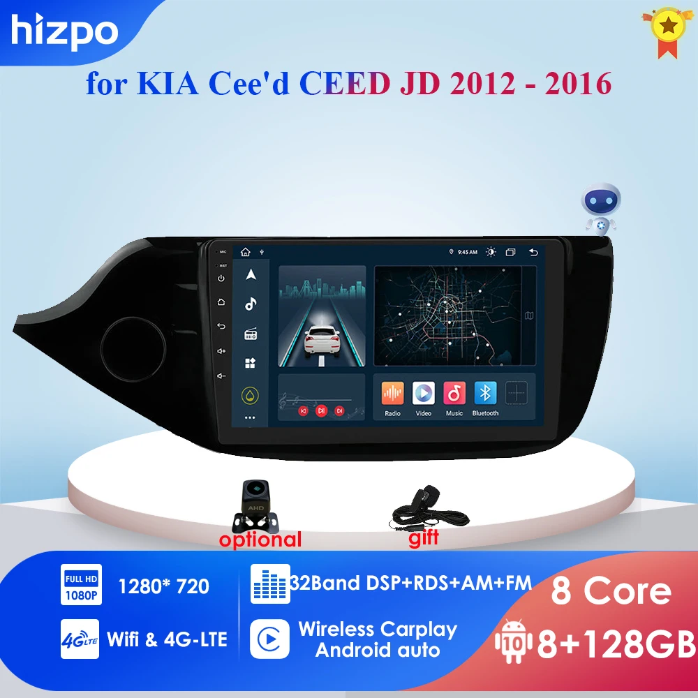 

Автомагнитола CarPlay для KIA, мультимедийный видеоплеер на Android 10, 4 Гб ОЗУ, 64 Гб ПЗУ, с GPS Навигатором, Dvd, Rds, Wi-Fi, Dab +, для KIA CEED JD 2012-2016, типоразмер 2 Din