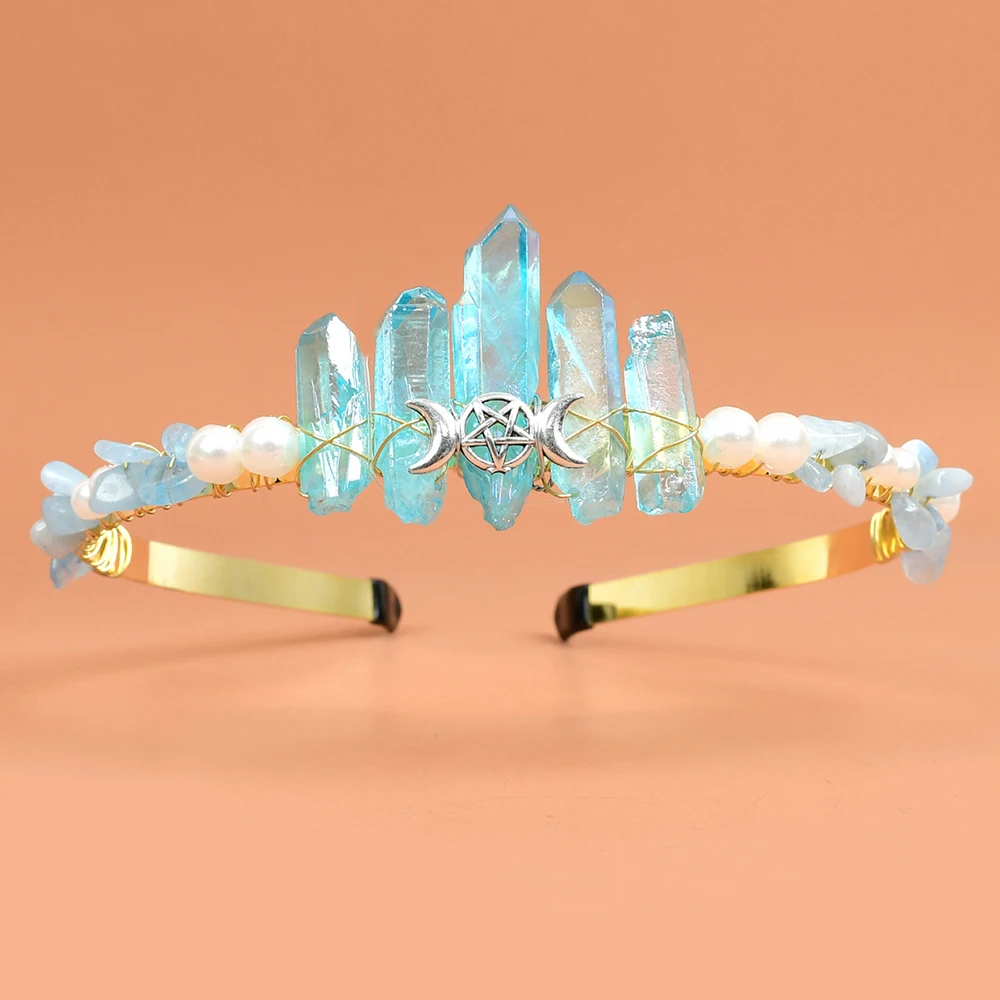 Blue Crystal Pearl Hair Hoop Headband Hair Jewelry Bridal Hair Accessories Headpiece Quartz Tiara Mermaid Crown Wedding Battette 
Blue Crystal Pearl Hair Hoop Headband Hair Jewelry Bridal Hair Accessories Headpiece Quartz Tiara Mermaid Crown Wedding Battette